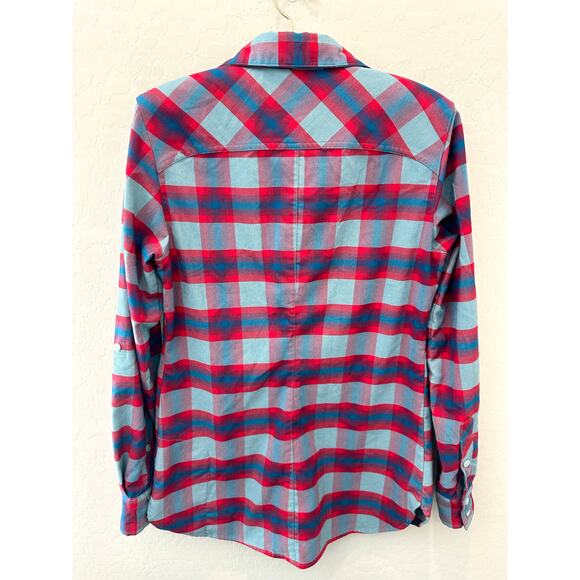 COLUMBIA Omni-Wick Plaid Flannel Shirt Women’s Red Blue Button Down | Small - Picture 4 of 5